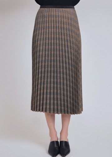 スカート Classic Suede Plaid Pleated Midi Skirt Brown DHgate.com:Plaid Skirt: Womens Casual Loose Maxi Skirt for